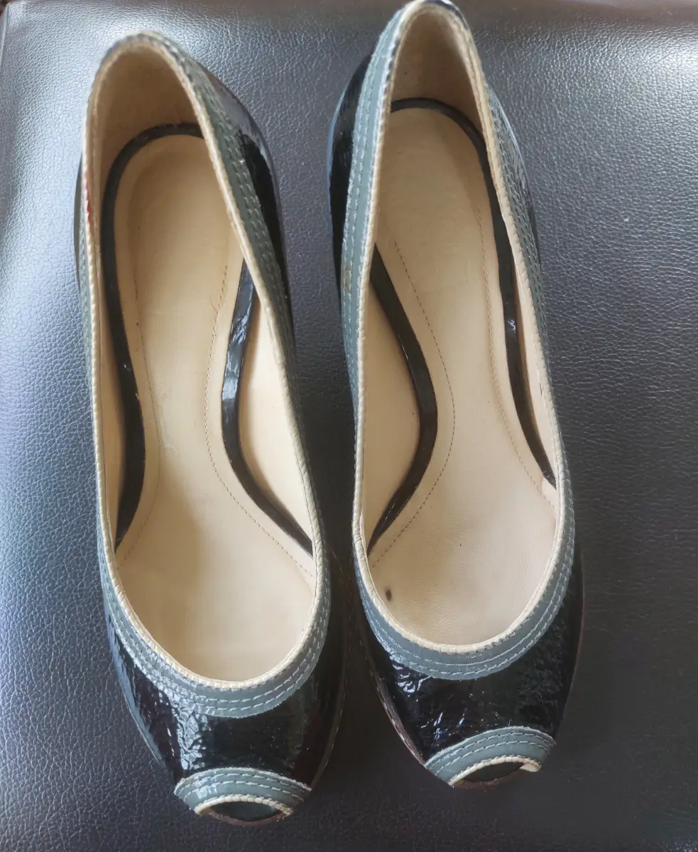 Black Patent Peep Toe Heels Size 3.5 Women’s Dress Shoes
