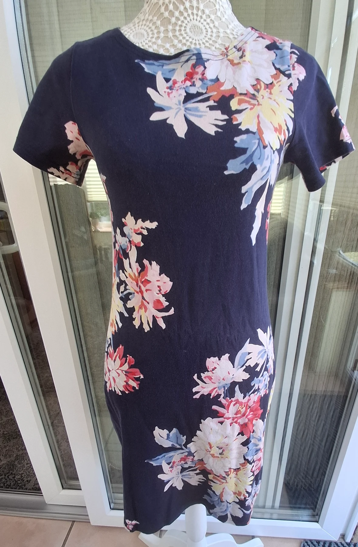 Joules Floral Navy Short Sleeve Dress UK10 Summercore Cottagecore