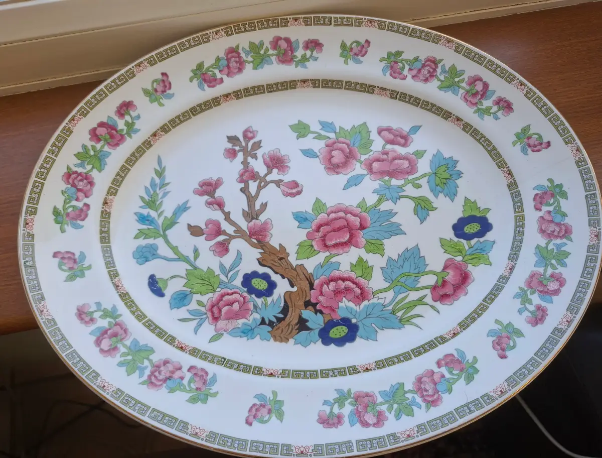Arklow Pottery Famel Rose Large Oval Serving Platter Ireland Vintage