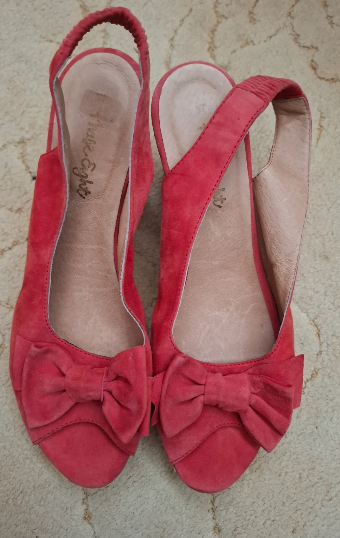 Phase Eight Red Suede Slingback Heels Bow Detail Size 6 Elegant Occasionwear