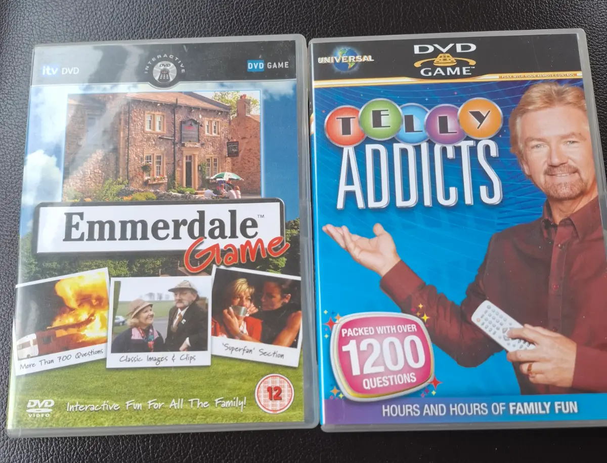 Emmerdale DVD Game and Telly Addicts DVD Game Excellent Condition