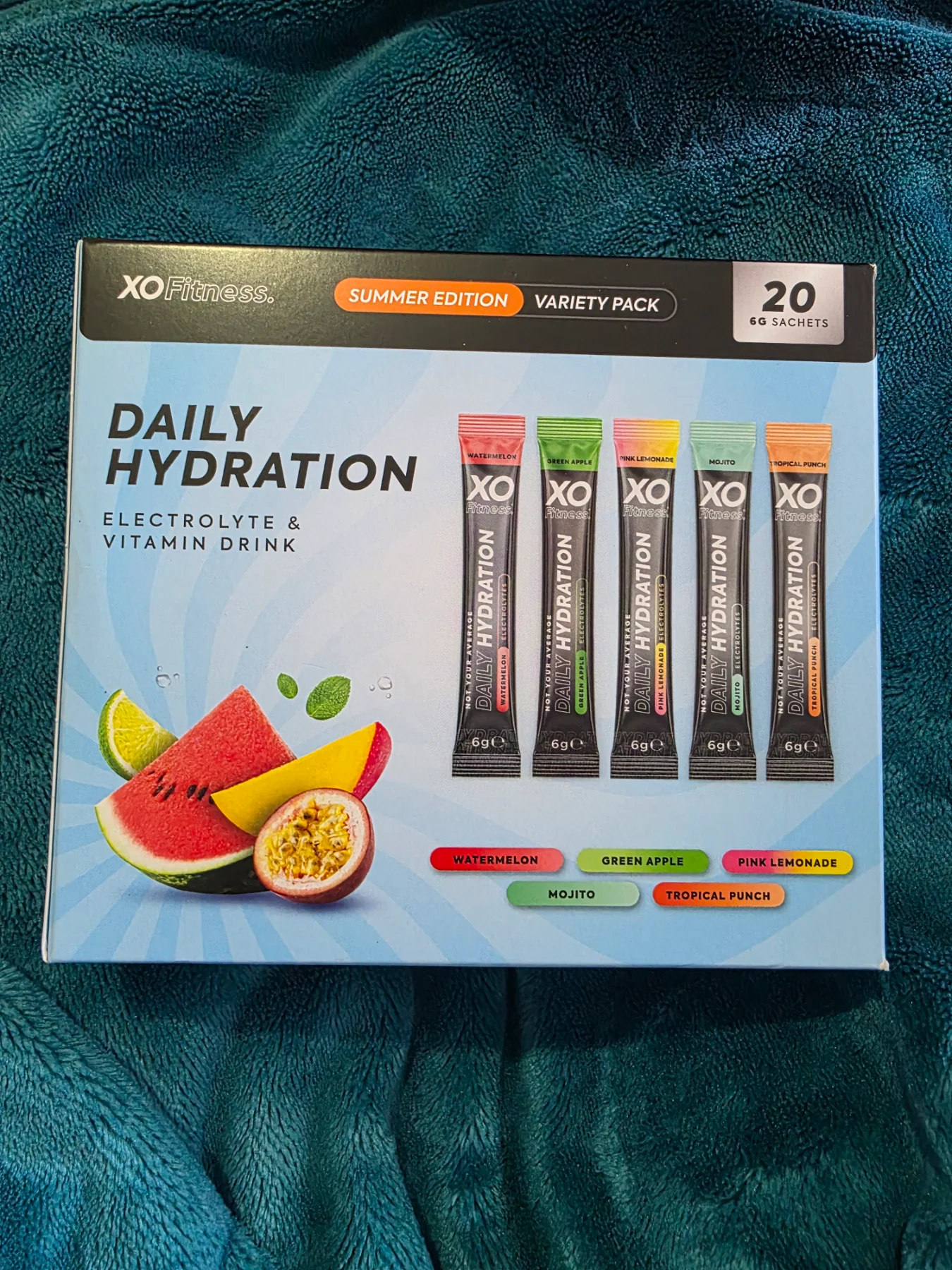 XO fitness Daily Hydration Summer Edition Variety Pack Electrolyte Drink - 20 Sachets