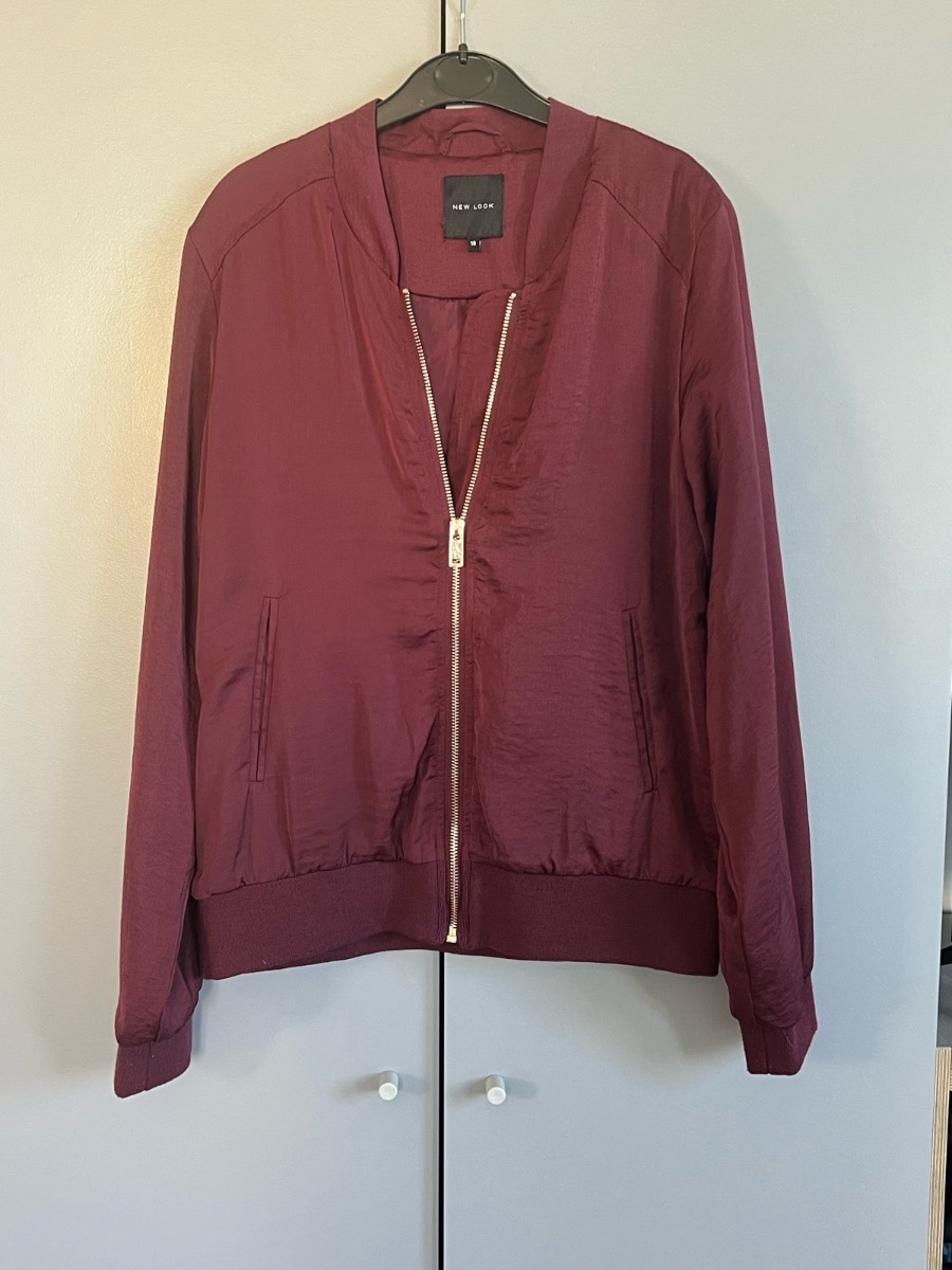 New Look Burgundy Bomber Jacket UK 10 Lightweight Zip Up Casual Women’s Coat
