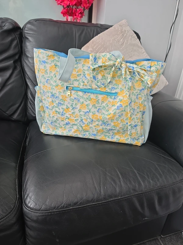 ladies tote bag yellow blue