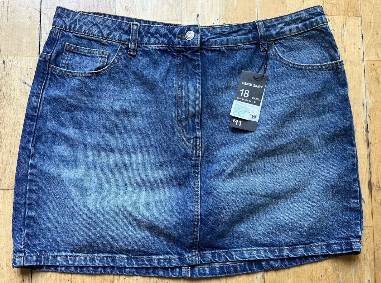 Primark Denim Co Mid Blue Denim Mini Skirt BNWT Size 18