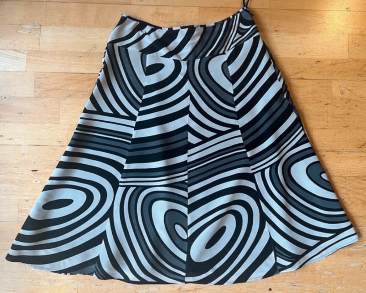Monsoon 100% Silk Abstract Psychedelic Graphic Print A Line Skirt Flared  Sz 10