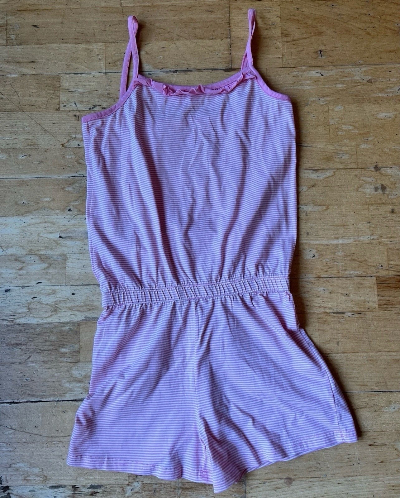 Bluezoo Girls Pink White Striped Jersey Romper Playsuit Age 13-14 Years 164cm