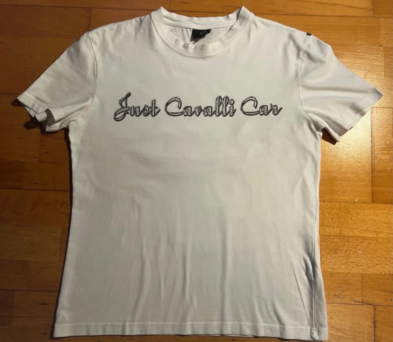 Vintage Just Cavalli Y2K Spell Out Tee Size XXL Ittierre Made In Italy Fits M/L