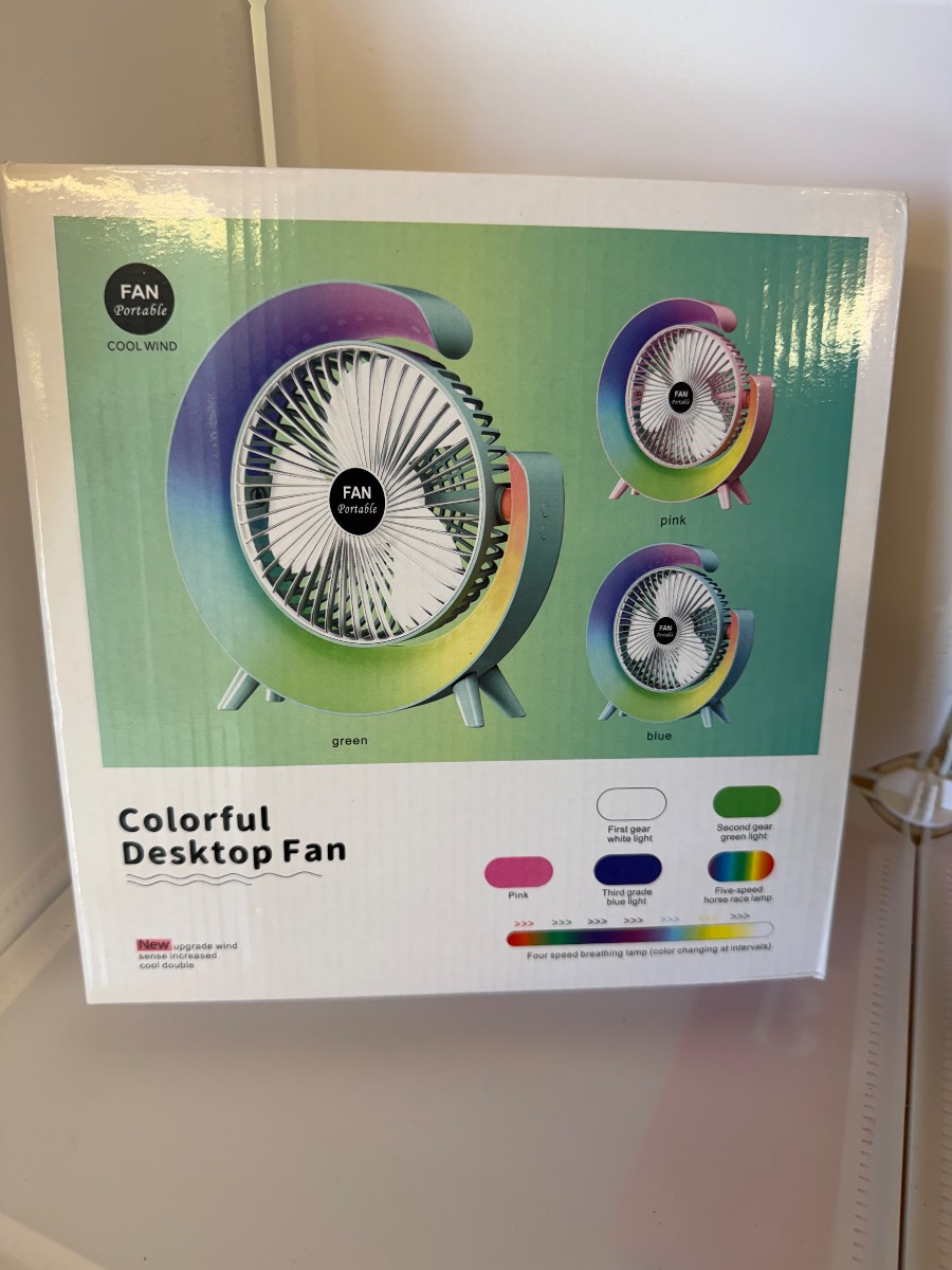 Brand New Colorful LED Desktop Fan - Portable & USB Rechargeable 🌟