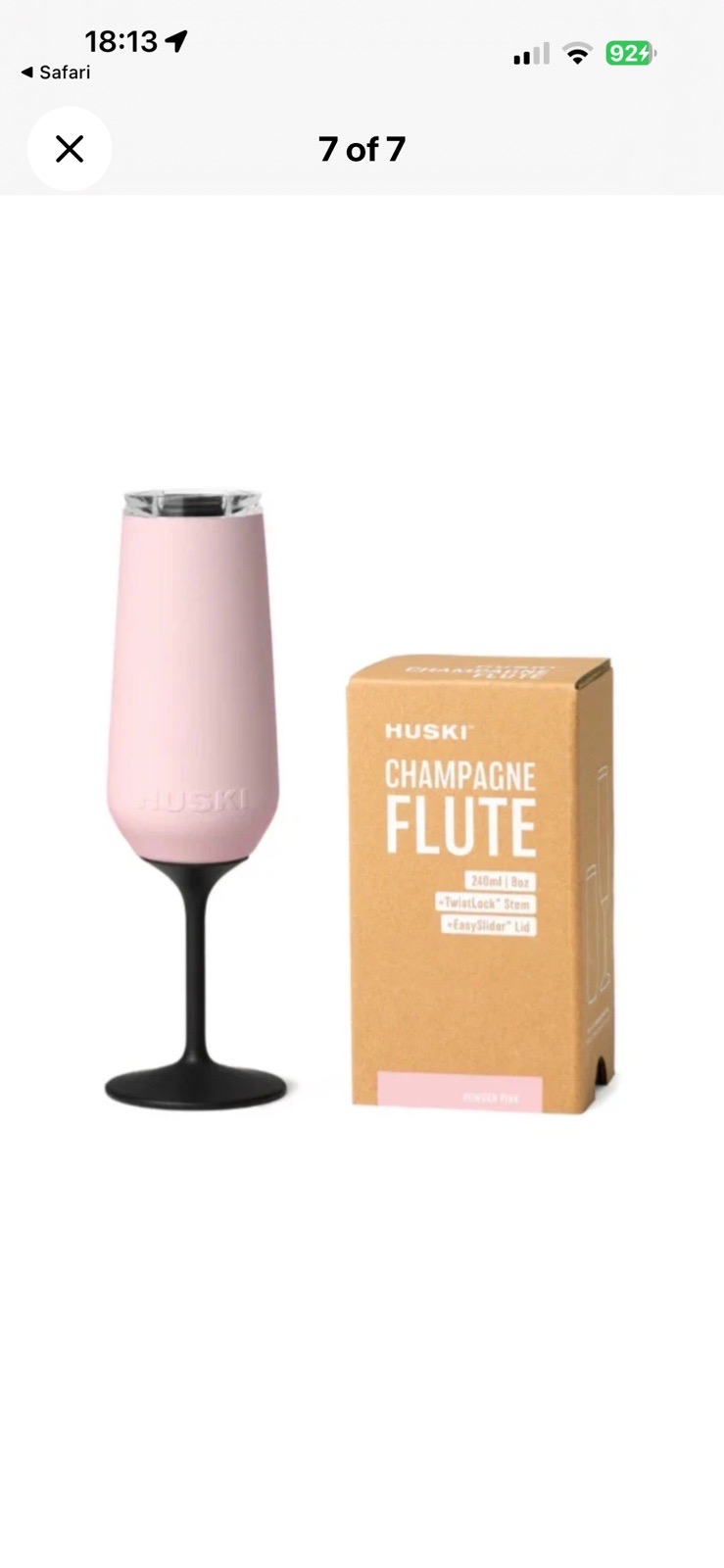 Brand New Huski Insulated Champagne Flute with Detachable Stem - Powder Pink (BNIB)