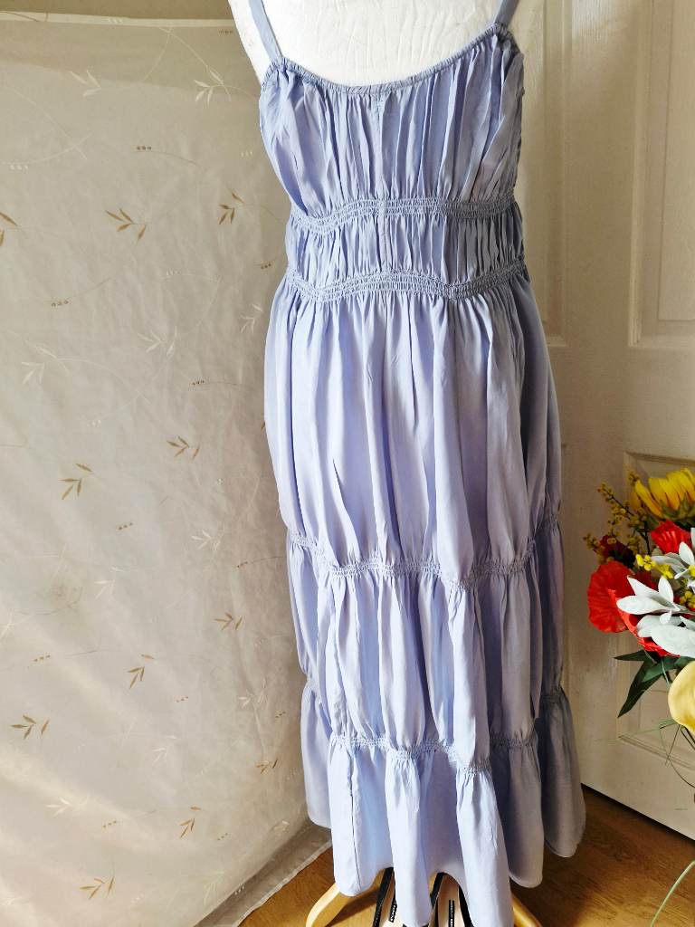 M&S Pintuck Maxi Relaxed Tiered Cami Dress – Pale Blue Size: UK 8 / EU 36 / US 4 RRP £56