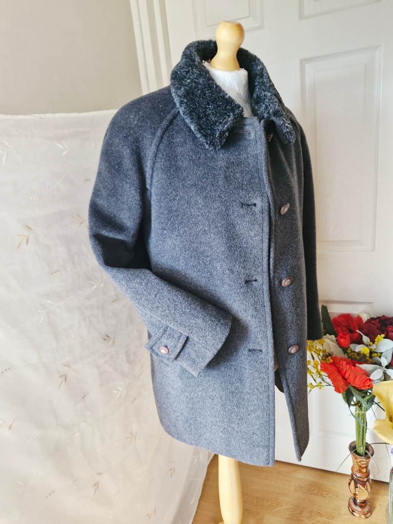 Berkertex Wool & Mohair Blend Coat – Charcoal Grey – New Without Tags UK14