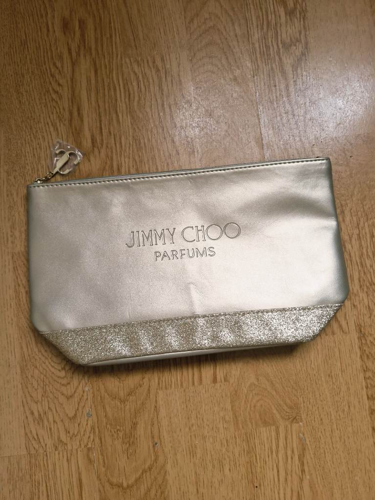 ✨ Jimmy Choo Parfums Gold Glitter Cosmetic Pouch / Clutch Bag ✨