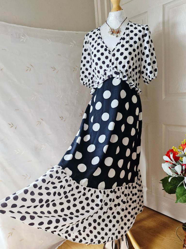 V by Very Polka Dot Midi Dress – UK 12 – BNWT