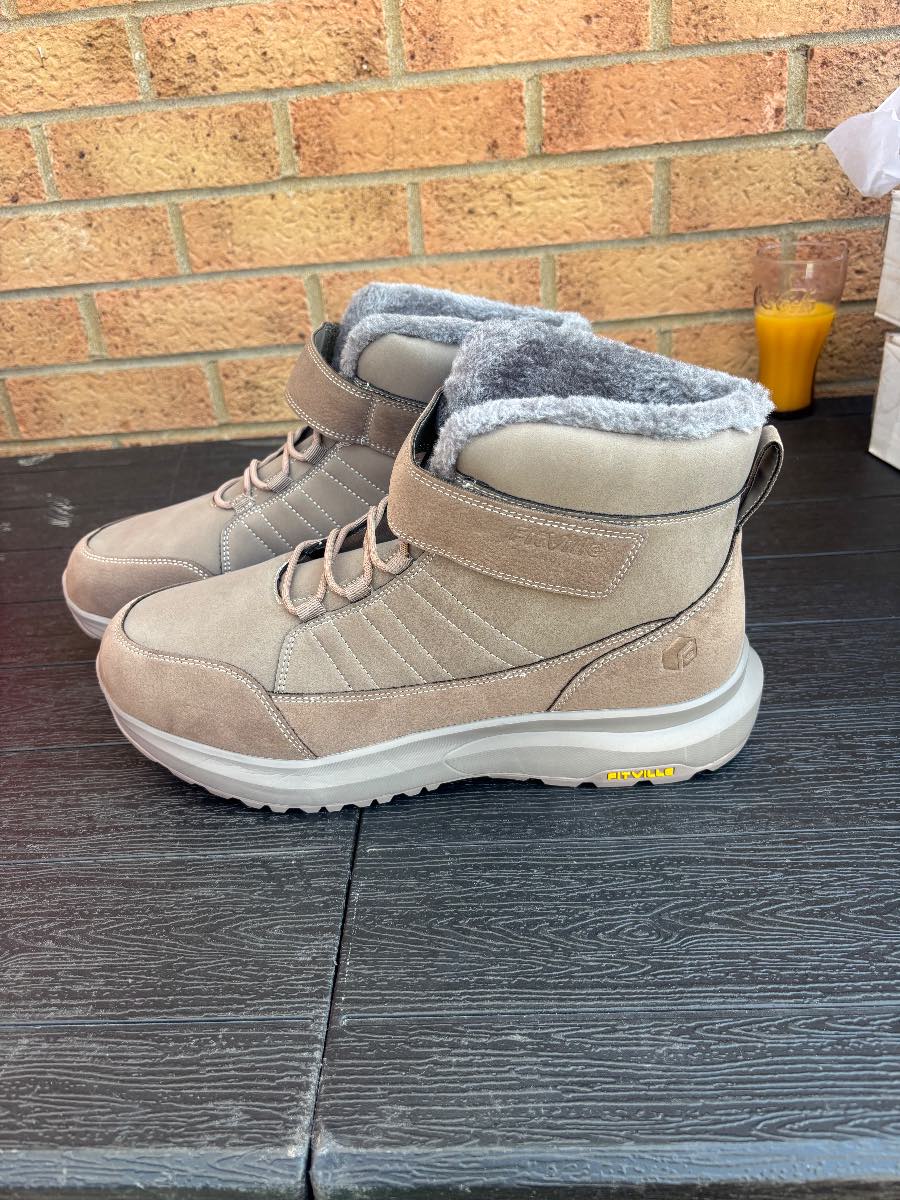FitVille Women’s Fleece Lined Winter Walking Boots Beige UK 12 Warm Comfort New