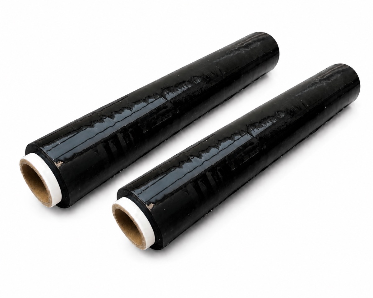 2 x  rolls Black Stretch Wrap Film Roll Pallet Shrink Wrapping Packing Packaging Heavy Duty Roll