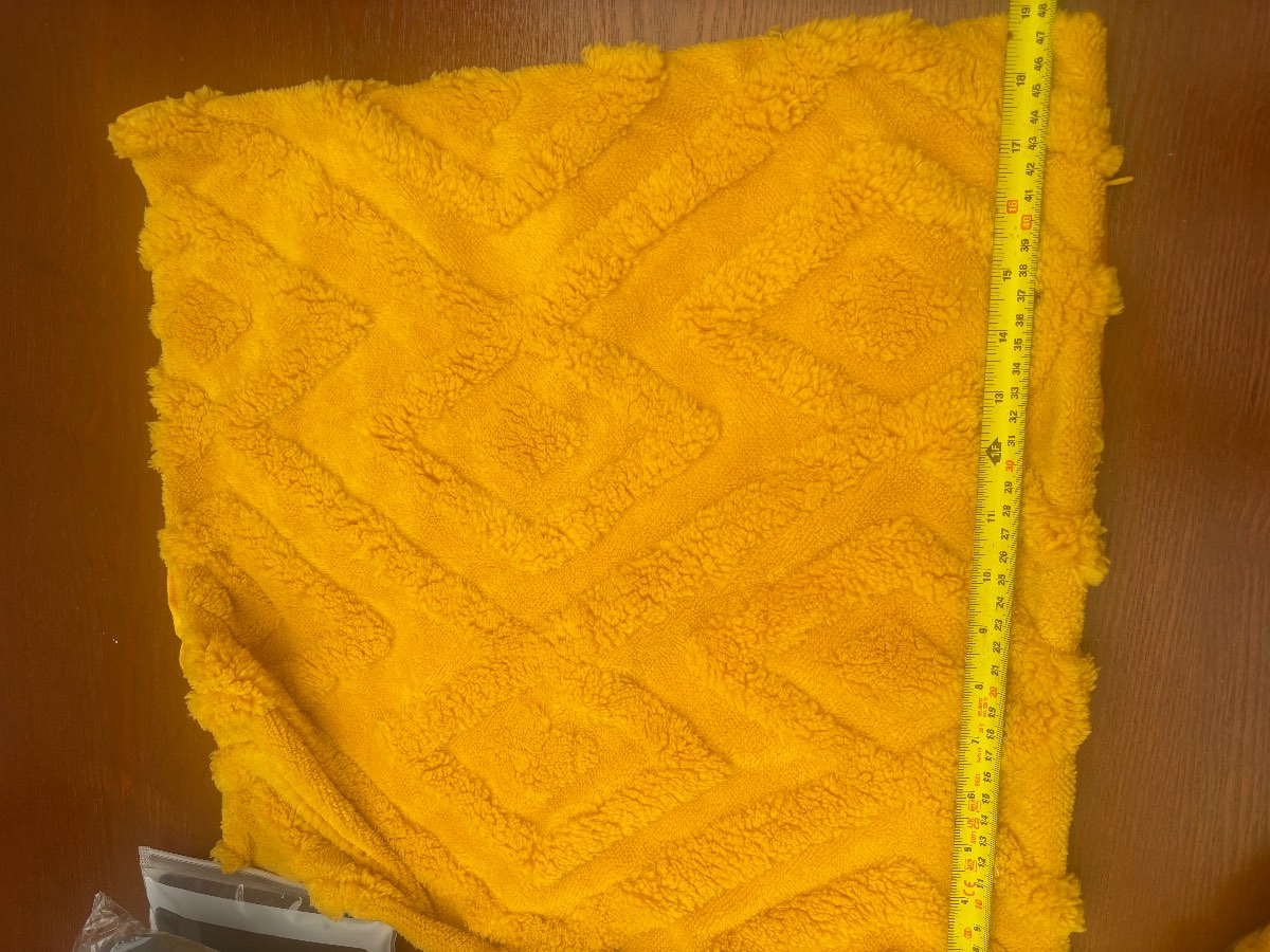 Set of 2 Mustard Yellow Plush Cushion Covers 40 x 40cm Soft Textured Geometric Zip