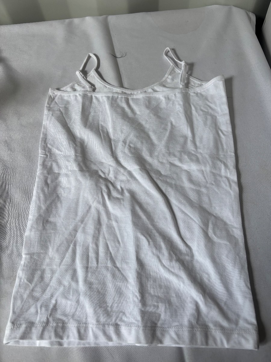 Girls White Adjustable Strap Cami Vest Top Size 4-5 Years Cotton Sleeveless
