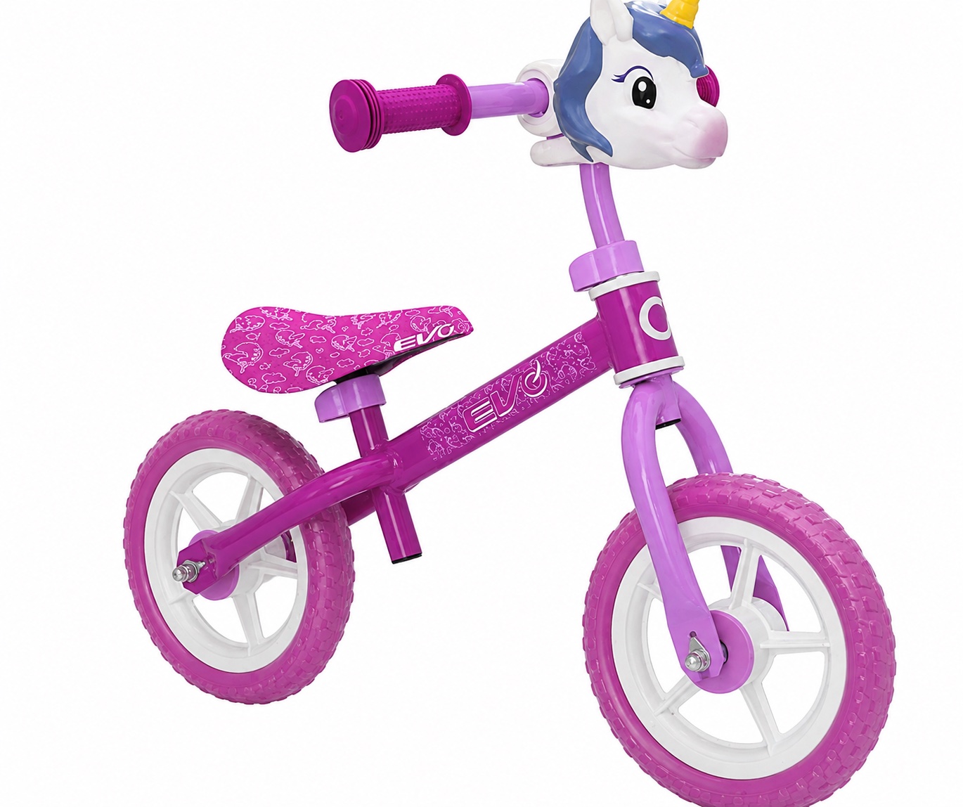 EVO Kids Unicorn Balance Bike Pink Girls 2 Wheel First Training Ride On Bike