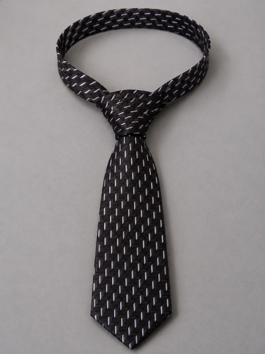 Premier PR767 Brown Zig Zag Pattern Men’s Tie One Size Satin Finish Formal Business New