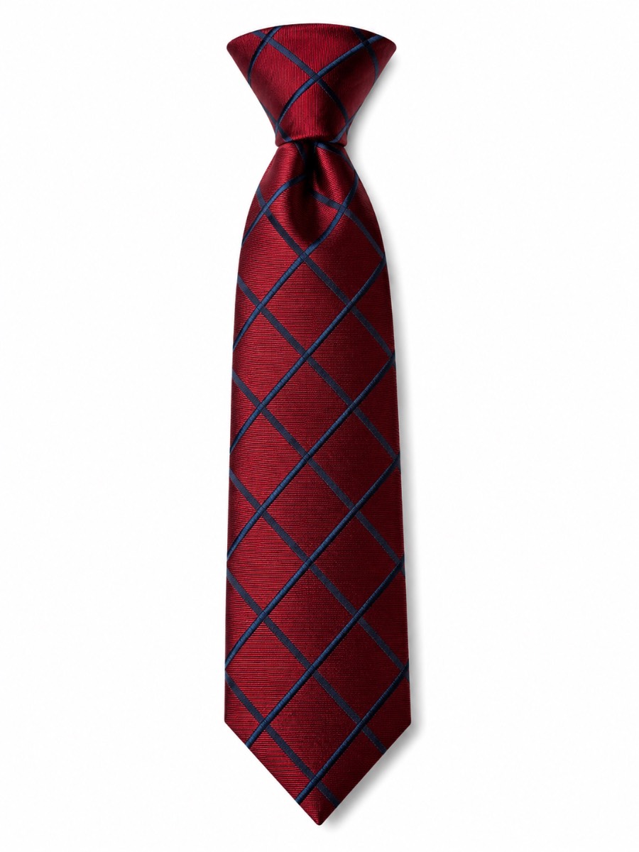 Premier PR790 Crimson & Navy Windowpane Check Silk Tie Men’s One Size Formal Business Wedding New