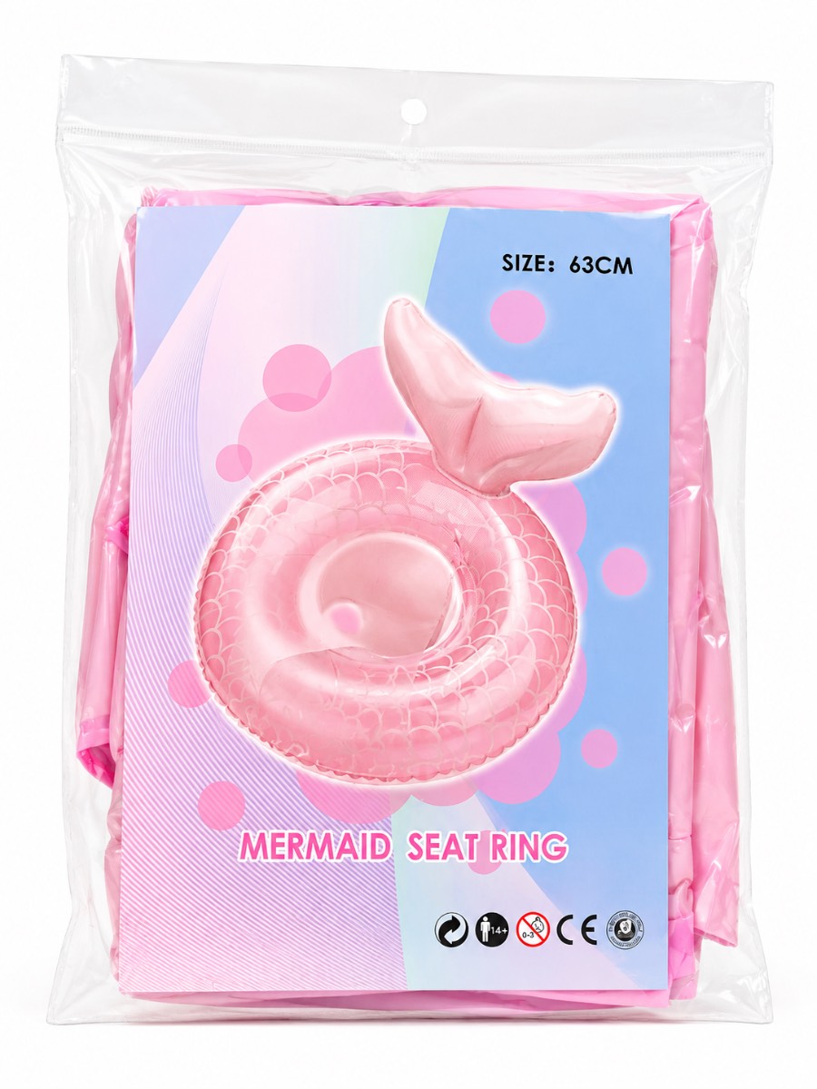 Mermaid Inflatable Swim Seat Ring 63cm Pink Pool Float Beach Holiday New Sealed