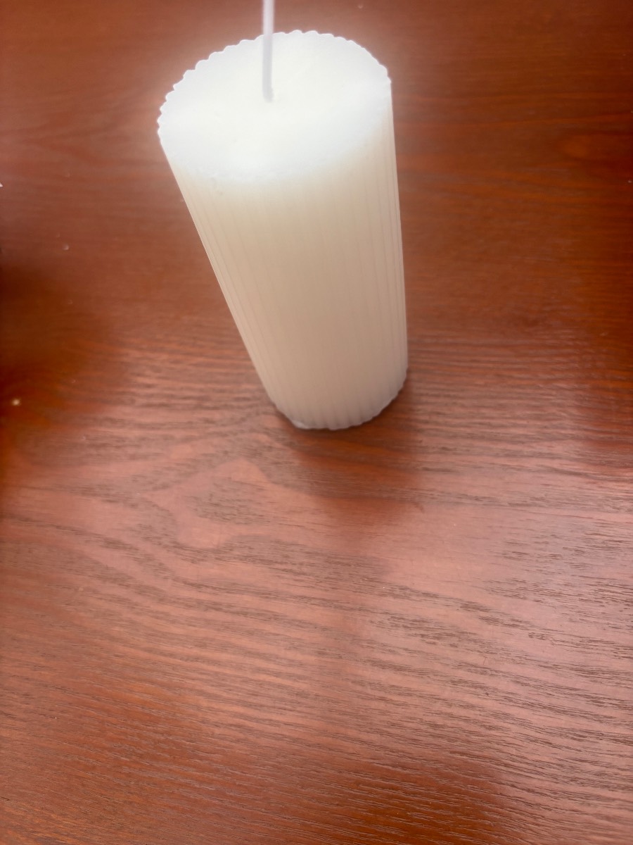 Large White Ribbed Pillar Candle Unscented 10cm x 5cm Home Decor Wedding