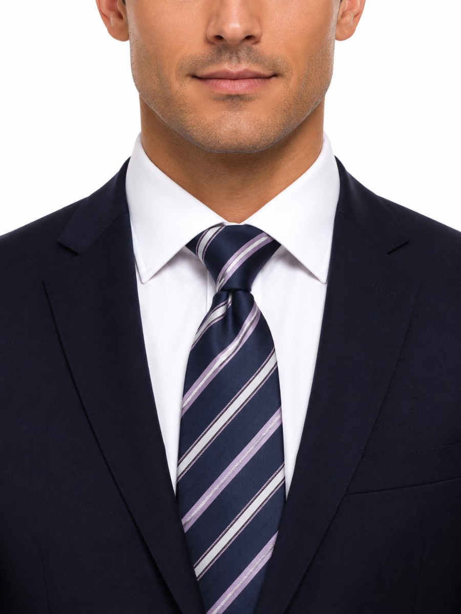 Premier PR791 Blue Lilac Double Stripe Silk Tie One Size Formal Business Wedding New