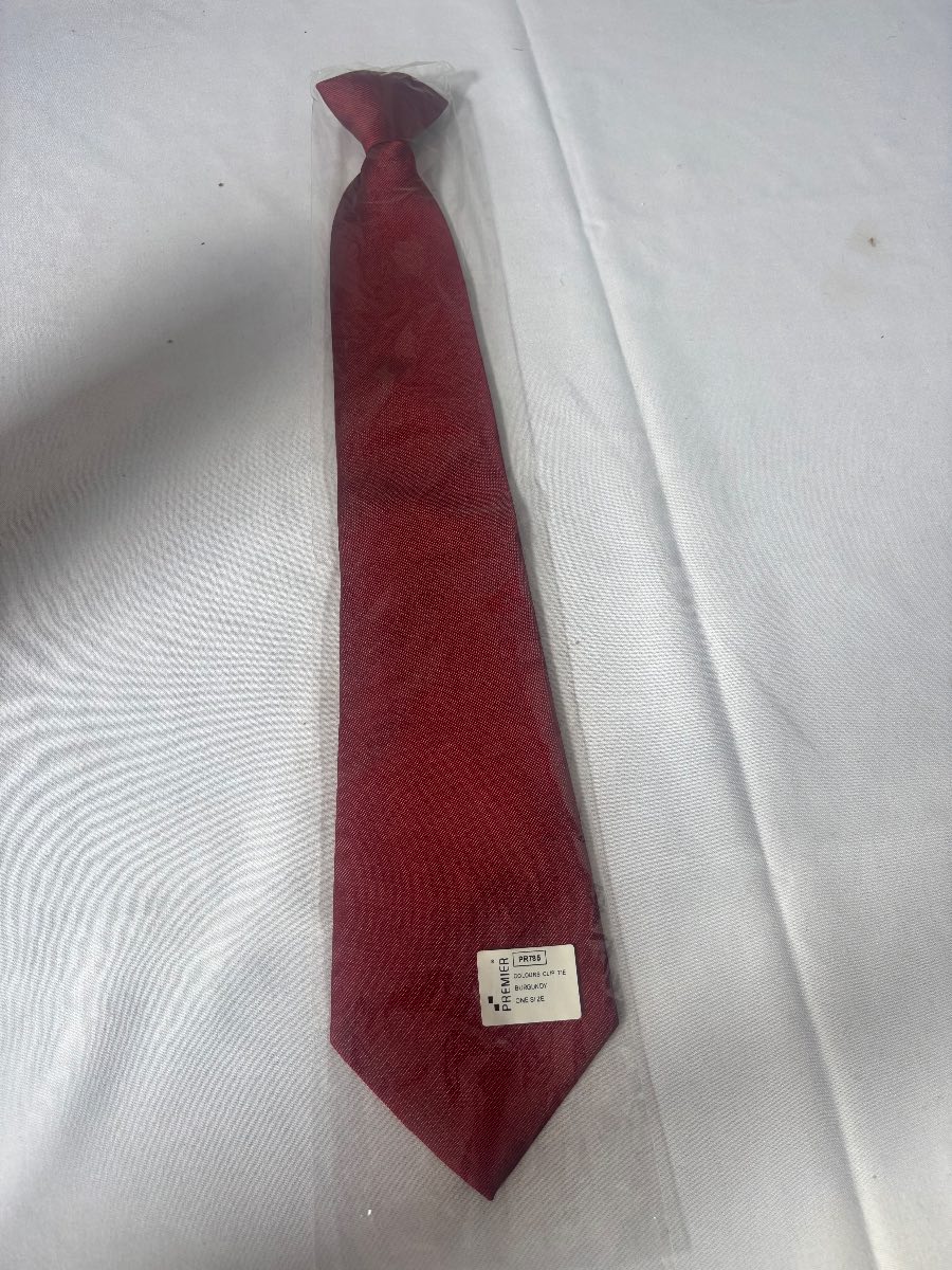 Premier PR785 Burgundy Clip-On Tie Men’s One Size Formal Business Office Wedding New