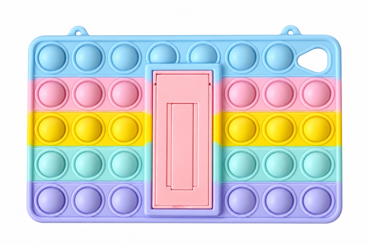 Kids Rainbow Pop It Tablet Case Stand Pastel Silicone Fidget Cover Approx 22x14cm