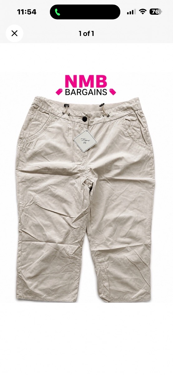 Trevi Women’s Beige Crop Trousers UK 16 Lightweight Summer Casual Capri Pants
