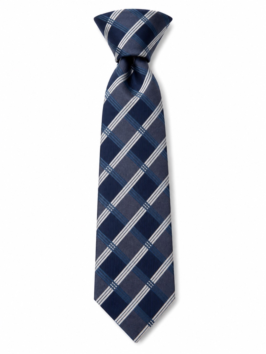 Premier PR792 Navy Silver Triple Check Silk Tie Men’s One Size Formal Business Wedding New