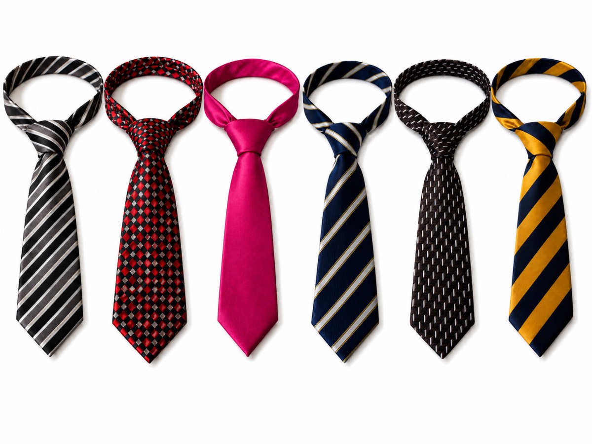 Men’s Tie Bundle x6 Formal Neckties Mixed Colours Striped Checked Plain One Size New