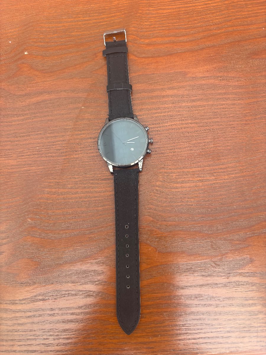 Geneva Men’s Black Analogue Wrist Watch Black Faux Leather Strap Quartz Roman Numerals
