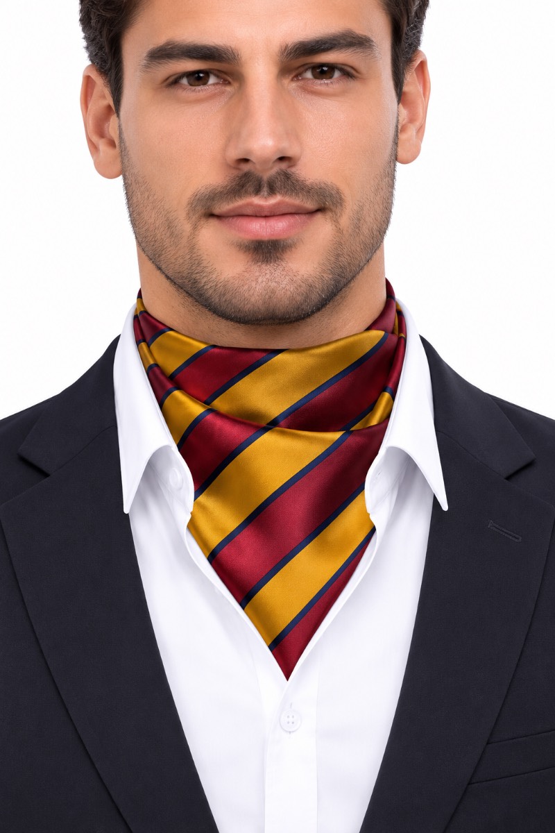 Premier PR736 Crimson Gold Striped Neck Scarf Cravat Uniform One Size New
