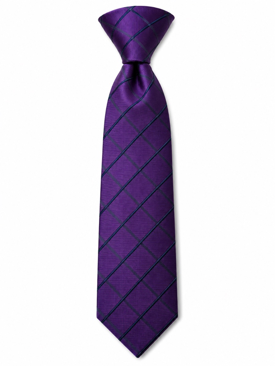 Premier PR790 Purple & Navy Windowpane Check Silk Tie Men’s One Size New Formal Business