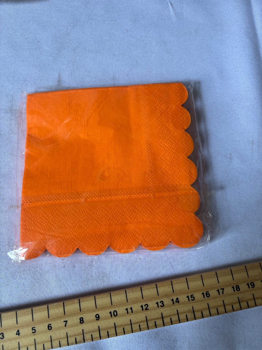 Orange Party Napkins Paper Disposable Serviettes Scalloped Cocktail Lunch New