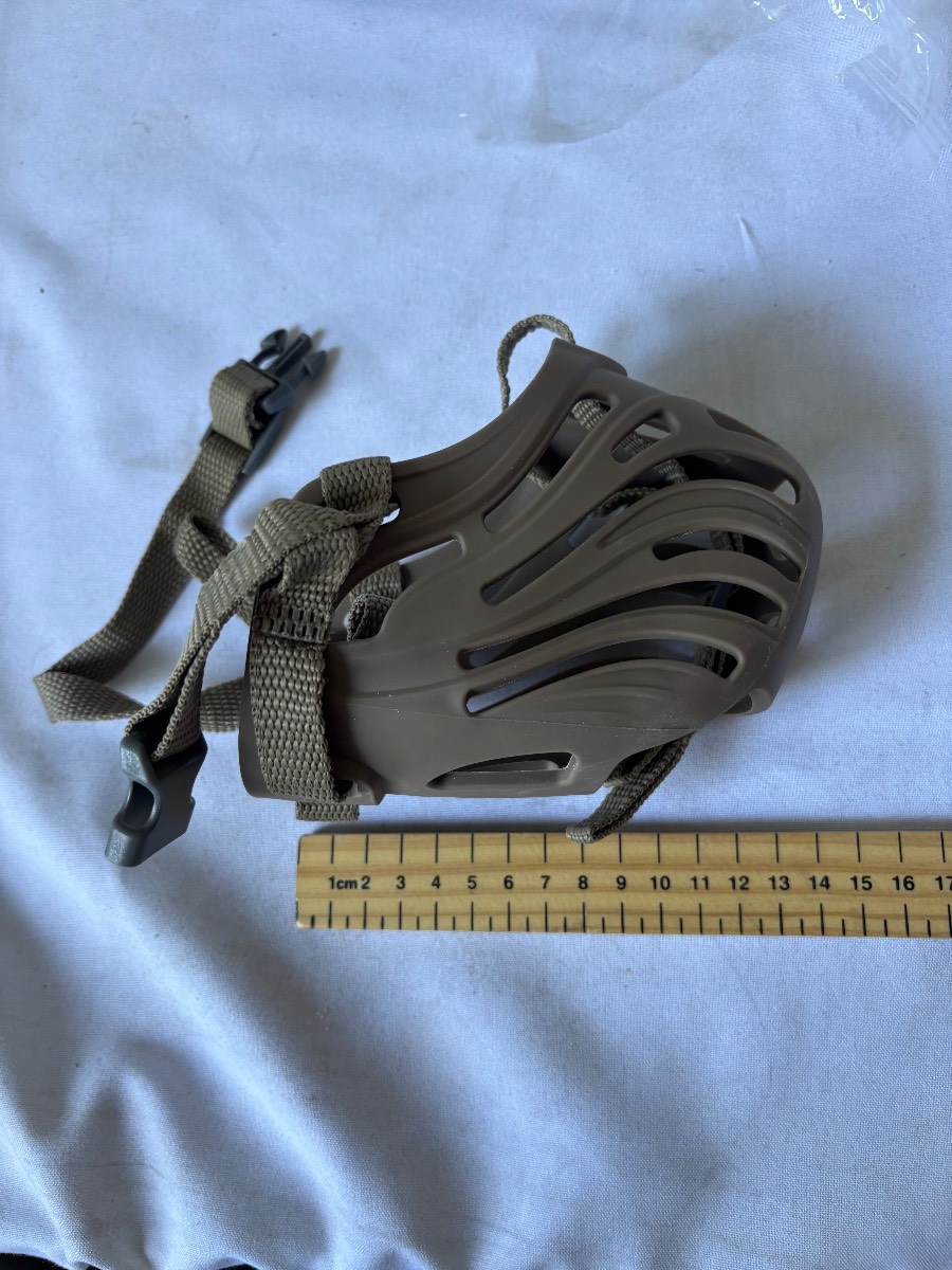 Adjustable Dog Muzzle Grey Plastic Basket Muzzle with Straps Small Medium New