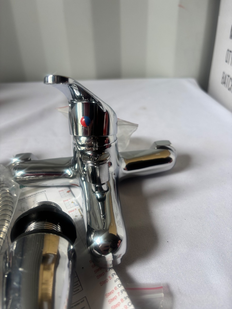 Chrome Bath Shower Mixer Tap Set Handheld Shower Head Hose Wall Bracket New
