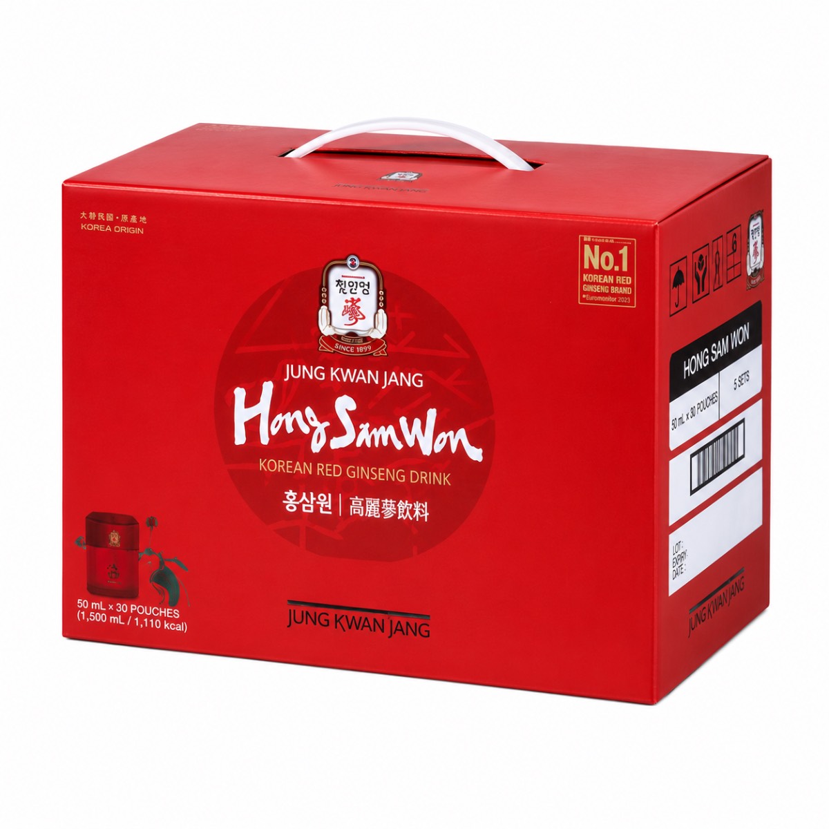 Jung Kwan Jang Hong Sam Won Korean Red Ginseng Drink 30 x 50ml Pouches New