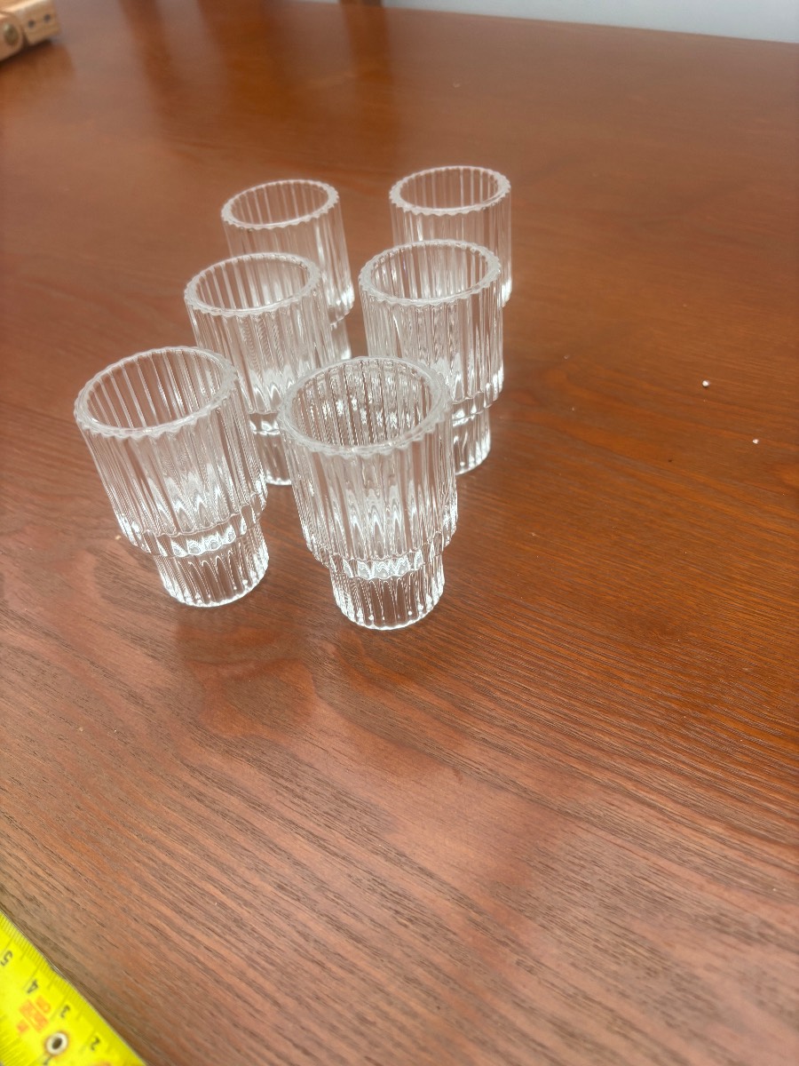 Set of 6 Ribbed Clear Glass Dessert Pots Mini Trifle Sundae Yoghurt Serving Cups
