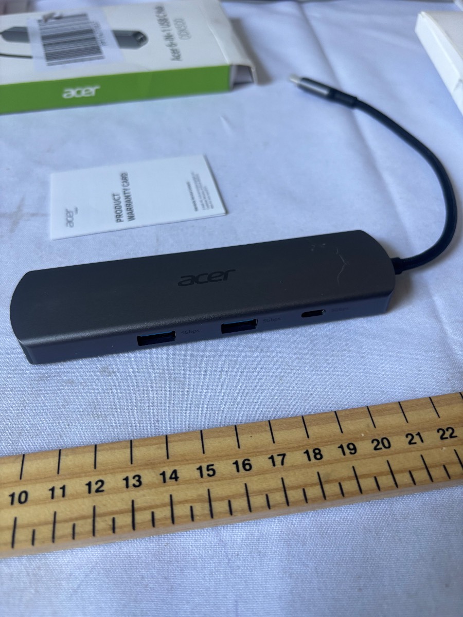 Acer 6-in-1 USB-C Hub ODK5D0 HDMI USB 3.0 RJ45 Ethernet PD Card Reader Used
