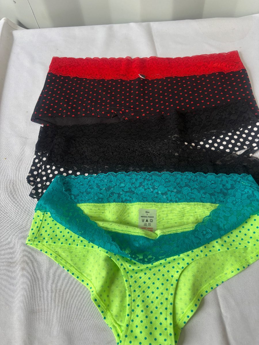 5 Pack Women’s Boyshort Knickers Size L Mixed Colours Lace Trim Stretch Briefs