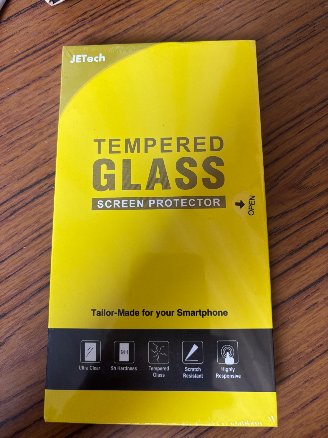 JETech Tempered Glass Screen Protector Clear 2 Pack 9H Scratch Resistant New