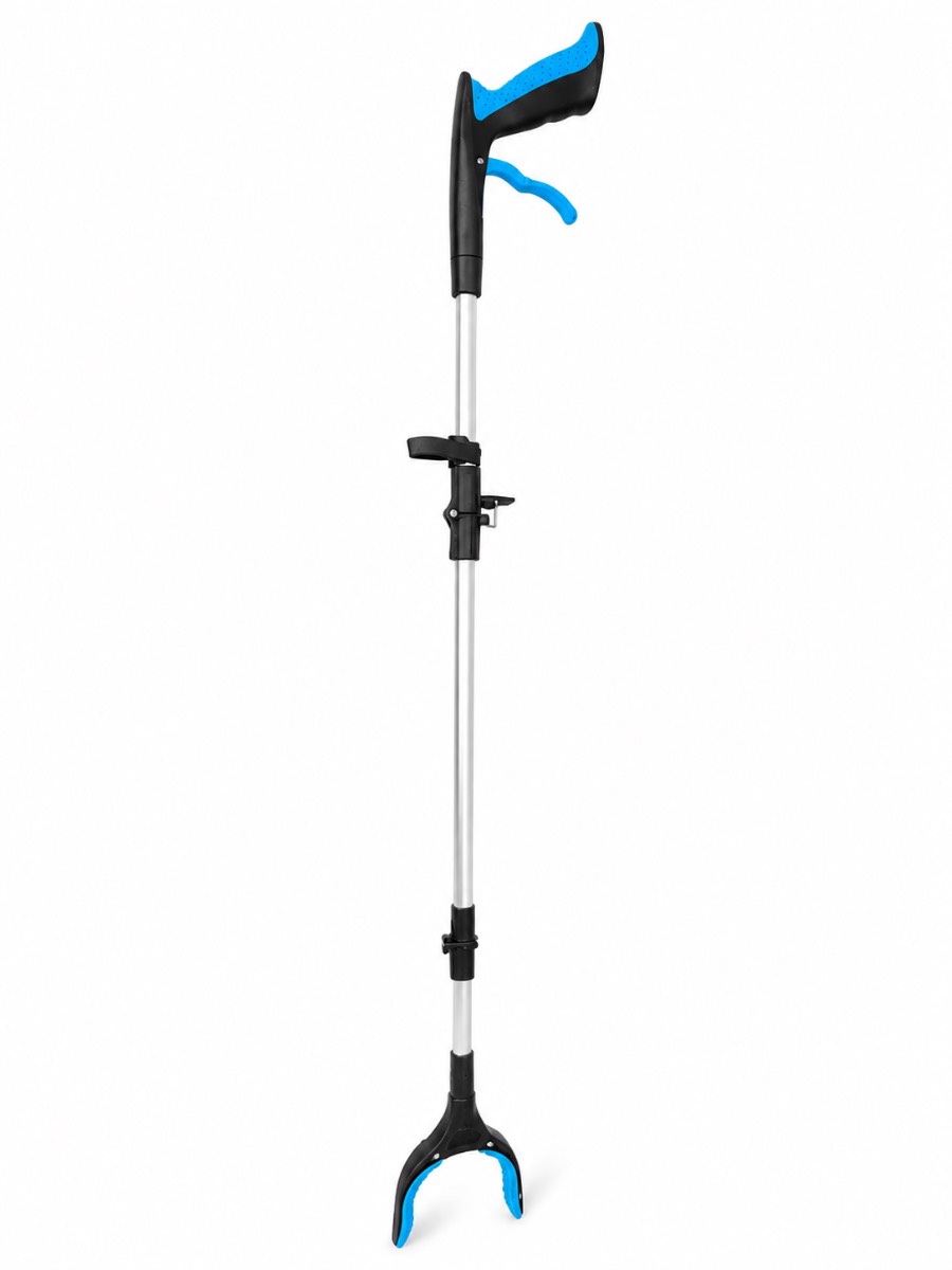 Adjustable Reacher Grabber Pick Up Tool Long Reach Mobility Aid Lightweight Blue & Black