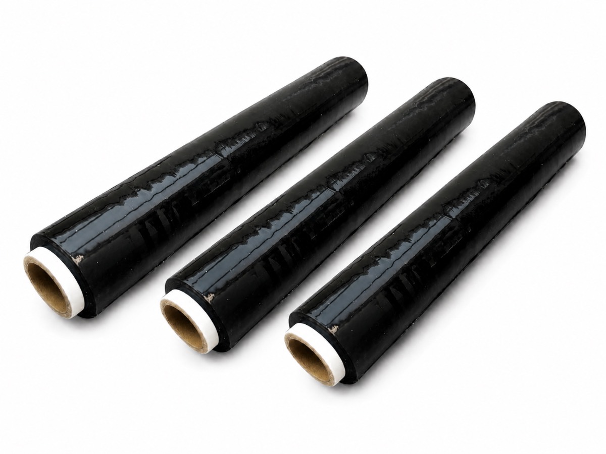 3 x Black Stretch Wrap Film Roll Pallet Shrink Wrapping Packing Packaging Heavy Duty Roll