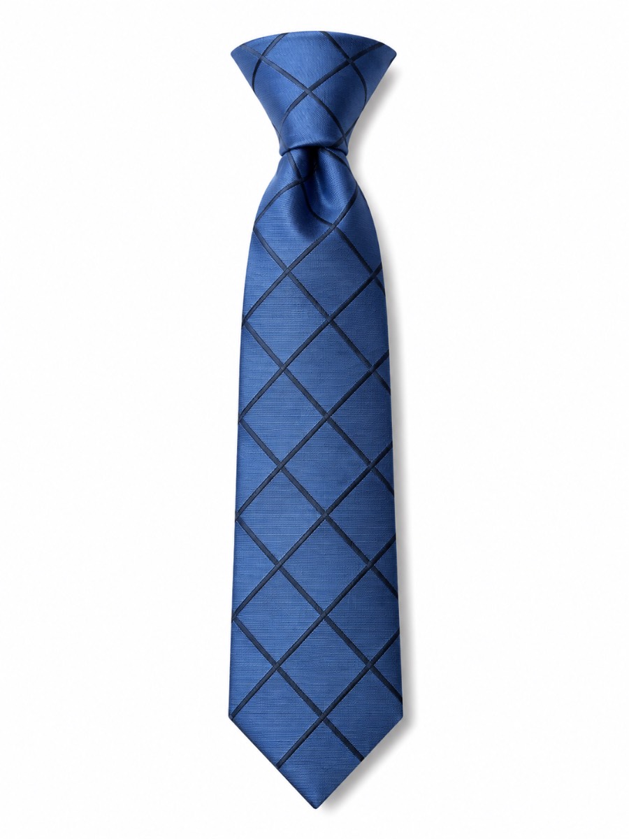 Premier PR790 Sky Blue & Navy Checked Men’s Tie One Size Satin Finish Formal Business