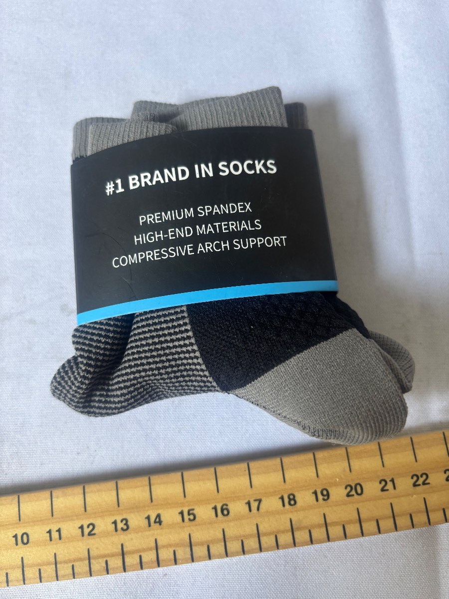 Performance Sports Socks Grey Black Compression Arch Support Unisex 1 Pair New