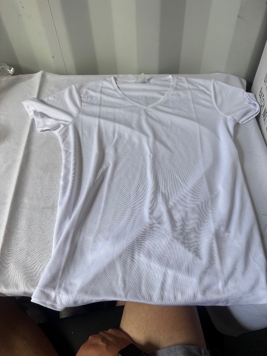 AWDis Cool T Performance T-Shirt White Size L V Neck Moisture Wicking Sports Top