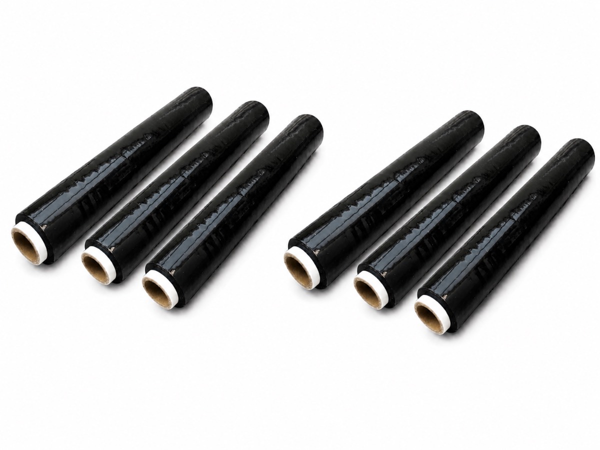 6 x  Black Stretch Wrap Film Roll Pallet Shrink Wrapping Packing Packaging Heavy Duty Roll